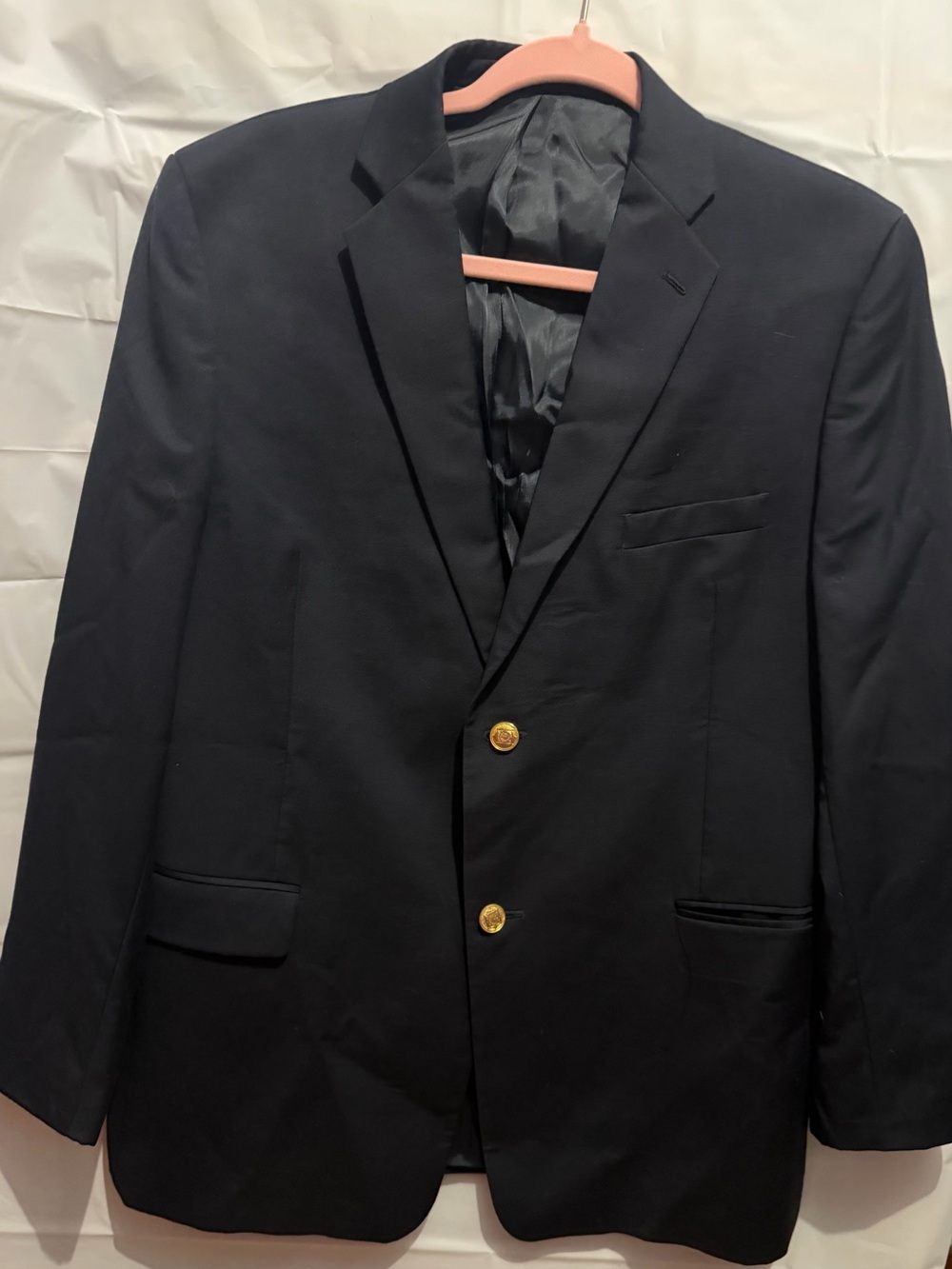 Men's Black Two-Button Blazer with Gold Buttons